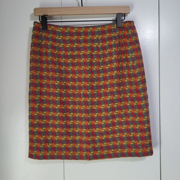 J. McLaughlin Women's Sz 4 Wool Blend Print Mini Pencil Skirt Houndstooth - Picture 4 of 5